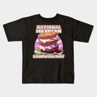 Nation Ice Cream Sandwich Day Ice Cream Lover Design Kids T-Shirt